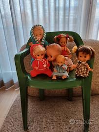 6 bambole + sedia bimbi