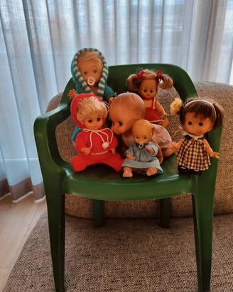 6 bambole + sedia bimbi