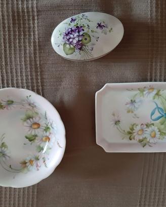 Tre stupende porcellane dipinte a mano Limoges