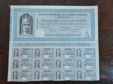 Regno d’Italia – Debito Pubblico 3,50% – Cartella