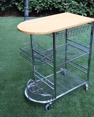Carrello portavivande in metallo con ripiano in le