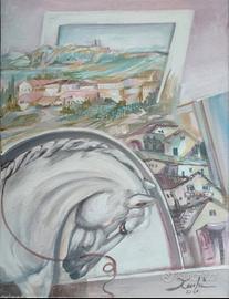 Quadro  Carla Cecchin Sogno Equino e Paesaggio