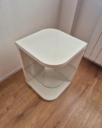 🛋️ Comodino bianco con vetro – stile minimal 