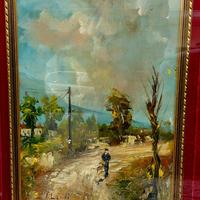 Quadro antico con paesaggio firmato Landi original