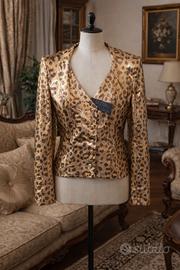 Giacca in vero pitone stampa animalier oro