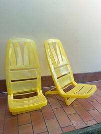 2 Sedie da giardino pieghevoli in plastica gialle