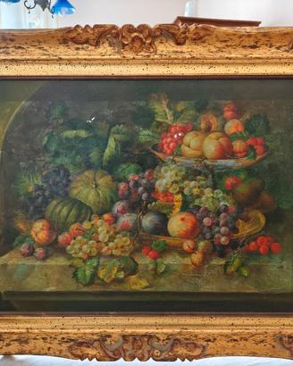 Quadro Natura Morta - Olio su Tela Cornice Dorata