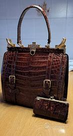 Borsa a mano in pelle di coccodrillo