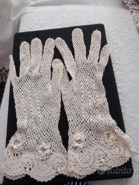 eleganti guanti lavorazione a rete uncinetto