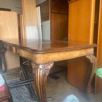 Tavolo in noce italiano metà sec. Stile Luigi XV