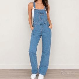 salopette donna in jeans elastico chiaro, tg.M 