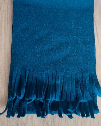 Sciarpa pile bambini blu con frange