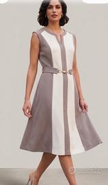 Abito color block beige e bianco. 