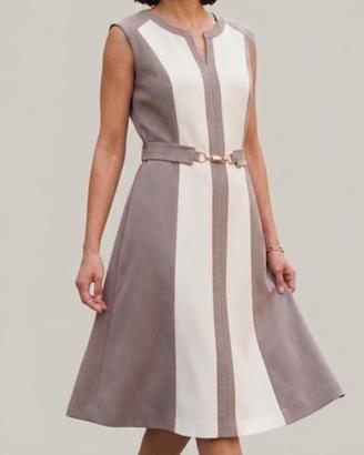 Abito color block beige e bianco. 