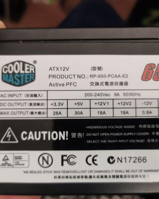 Alimentatore Cooler Master ATX 650W