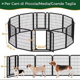 Recinto per cani, metallico, 12 pezzi da 65x80