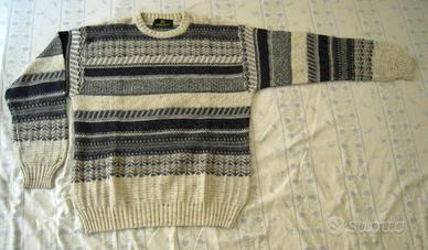 Maglione lana righe colore bianco-blu Mc Lauren's