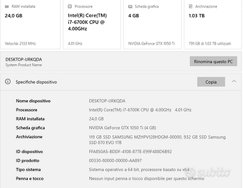 Componenti Pc   i7-6700k-24GBddr4-Z270E