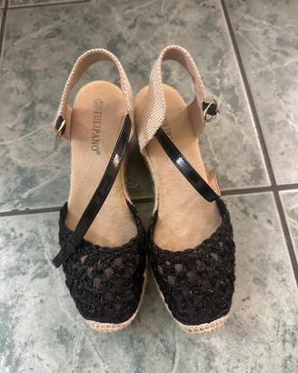 Zeppe Tulipano nere e beige n37