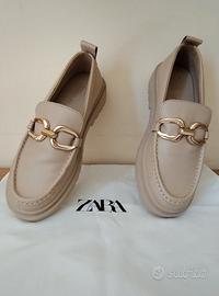 Scarpe Barca Mocassini ZARA Donna 38 Beige
