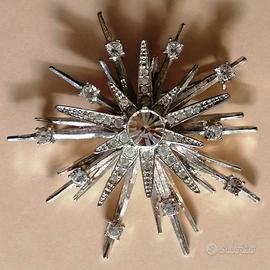 SPILLA VINTAGE NINA AVON CON STRASS IN ARGENTO