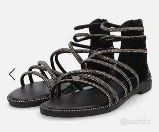 sandali neri strass