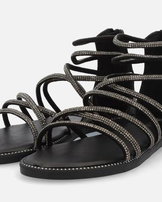 sandali neri strass