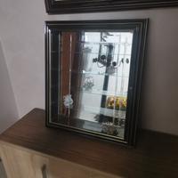 Bacheca in legno nero e vetro 