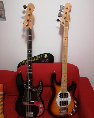 bassi elettrici Fender Precision e Harley Benton 