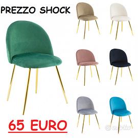 Sedia poltroncina velluto piedi dorati oro nuove