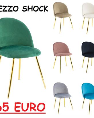 Sedia poltroncina velluto piedi dorati oro nuove
