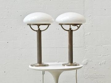 Coppia di lampade da tavolo in nichel