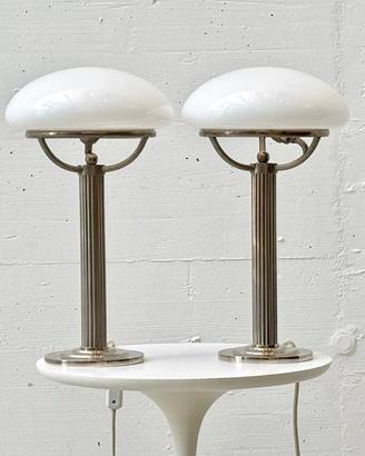 Coppia di lampade da tavolo in nichel