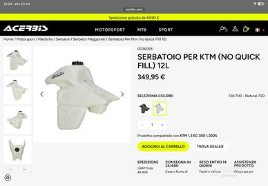 Serbatoio maggiorato Acerbis 12litri bianco