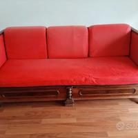 Divano 3 posti stile Carlo X in legno massello