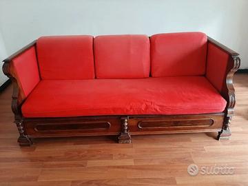 Divano 3 posti stile Carlo X in legno massello