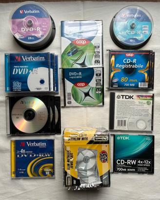 Lotto DVD e CD vergini/nuovi e custodie vuote