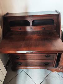 Cassettiera con ribaltina in noce anni 60