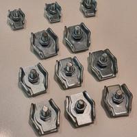 11 morsetti zincati per funi acciaio (6mm, 4mm)