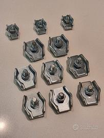 11 morsetti zincati per funi acciaio (6mm, 4mm)