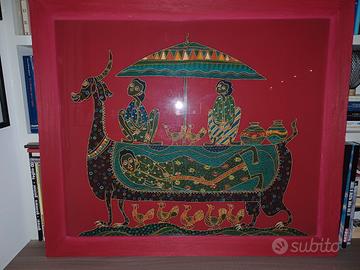 Batik balinese incorniciato con vetro