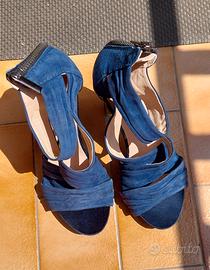 sandali blu scamosciati