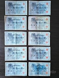 Banconote tedesche reichsbanknote da 100 marchi