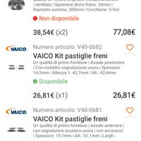 kit deschi e pastiglie freni  anteriore e posterio