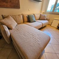 Divano a L fisso con chaise longue – Tessuto beige