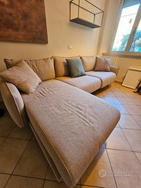 Divano a L fisso con chaise longue – Tessuto beige