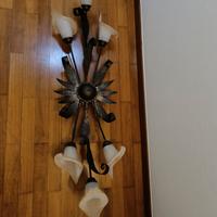 lampadario a soffitto + applique in ferro a fiori