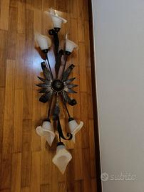 lampadario a soffitto + applique in ferro a fiori