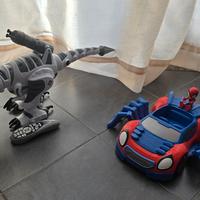 dinosauro telecomandato piu auto spiderman