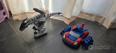 dinosauro telecomandato piu auto spiderman